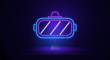 Wall Mural - Neon virtual reality glasses. vr glasses virtual reality, human icon. Elements of artifical in neon style icons. Simple icon for websites, web design, mobile app, info graphics