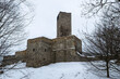 Ruins of Orlik castle in winter near Humpolec in the Czech Republic.
