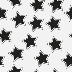 Poster - Black stars pattern. Vector seamless stars.