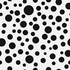 Poster - Black simple circles pattern. Seamless and vector circles different size.