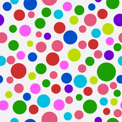 Poster - Color circles, seamless simple pattern with round multicolor shapes. Vector.
