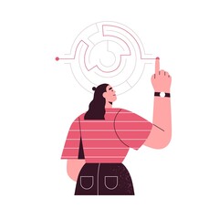 Aufkleber - Finding solutions, exit from crisis concept. Business person solving problem with logic rational decision, idea. Complex way to success. Flat graphic vector illustration isolated on white background