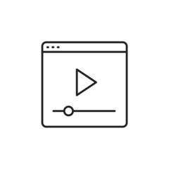 Poster - Media player on web page. Video advertising icon. High quality black vector illustration.