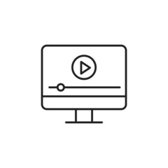 Poster - Video on monitor icon. High quality black vector illustration.