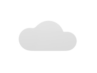 Poster - White mono color cloud front view on white solid background. Minimalistic design object. 3d rendering icon ui ux interface element.