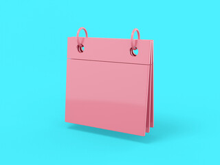 Poster - Pink one color desk calendar on blue flat background. Minimalistic design object. 3d rendering icon ui ux interface element.