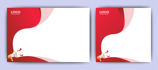 set of megaphone announcement banner design blank no text. flyer marketing banner template for busin