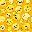 © ONYXprj - Emoji pattern. Sad happy angry smile cartoon faces illustrations for textile design projects recent vector seamless background