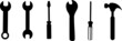 Tool icon set.Hammer turnscrew tools icon.Instrument collection
