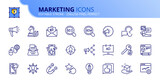 Fototapeta Do przedpokoju - Simple set of outline icons about marketing. Communication concept.