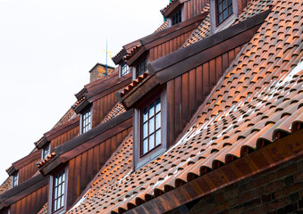 Poster - Attic windows and old tiled roof