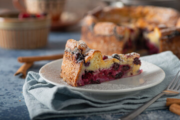 Wall Mural - Breaded rustic pie with berries