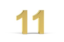 Golden 3d Number 11 Isolated On White Background - 3d Render