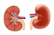 Human kidney. Internal organs anatomy. Urinary system. Realistic 3d Vector illustration.