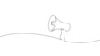 One line loudspeaker voting agitation. Notification mail continuous line art illustration sketch outline drawing vector. Crowd teamwork management