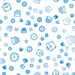 Poster - Set line Clock, Briefcase and Mail and e-mail on seamless pattern. Vector