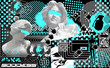 Retro futuristic background with girl statues. In techno style, with glitch effects, vector surreal illustration