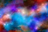 Fototapeta Kosmos - Space background with stardust and shining stars. Realistic cosmos and color nebula. Colorful galaxy. 3d illustration
