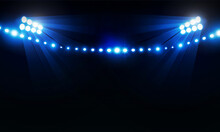 Football Arena Field With Bright Stadium Lights Vector Design Vector Illumination