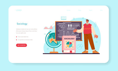 Sociologist web banner or landing page. Scientist study of society,