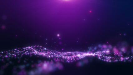 Wall Mural - Dark pink purple glow dust particles, light effect.