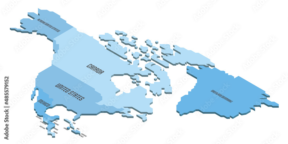 Isometric political map of North America Stock Vector | Adobe Stock