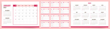 2023 Calendar Template Design. Week Starts On Sunday Pink Office Calendar For Businesswoman. Desktop Planner In Simple Clean Style. Corporate Or Business Calendar. English Vector Calendar Layout.	