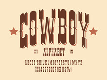 Vintage Wild West Western Alphabet Design With Uppercase, Numbers And Symbols