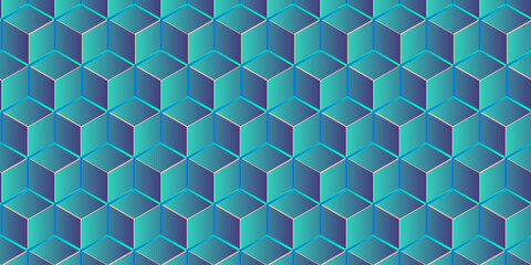 Abstract background with Colorful pattern with three dimensional hexagons made of rhombus in blue, gray and white colors. Creative technology with  hexagon pattern background .