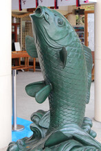 Statue Of A Fish (carp ?) At A Shinto Shrine (gokoku-jinja) In Hiroshima (japan)