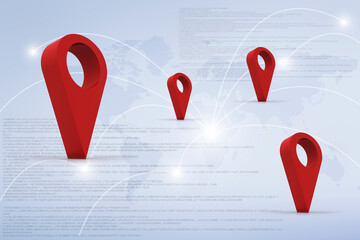 Poster - 3d rendering Red map pointer
