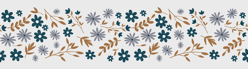 Cute hand drawn floral seamless pattern, lovely daisies on colorful background, great for textiles, banners, wallpapers - vector design