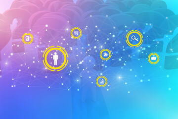 Poster - 2D Digital Abstract Business Networking background
