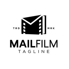 Wall Mural - Mail Movie Logo cinema Design Template creative Stock Vector. film roll strip with speech mark message concept