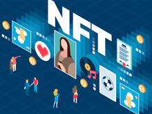 Non-fungible Tokens NFT Isometric Illustration Videos And Audio