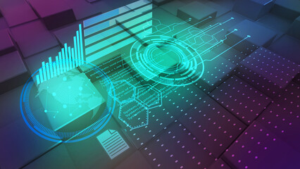 Poster - Abstract background illustration movement of information,information processing of data,3d rendering