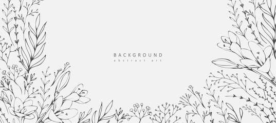 Wall Mural - luxury botanical background with trendy wildflowers and minimalist flowers for wall decoration or we