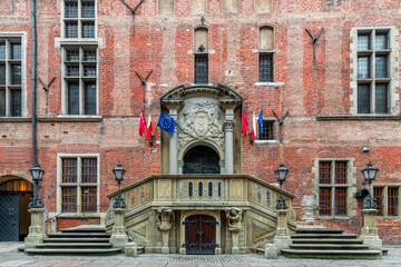 Poster - Building of the historic Gdansk Town Hall and the old Gothic staircase