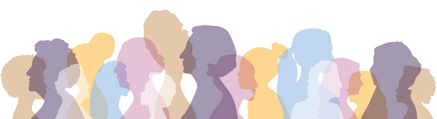 Women of different ethnicities together. Flat vector illustration.