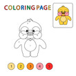 Educational children's game. Coloring page. Popular soft toy duck. LALAFANFAN. Vector illustration. Activity for preschool years kids and toddlers