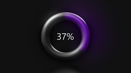 Aufkleber - Black background. Motion. Loading running along a ring twisted into a circle with a violet color of up to one hundred percent.