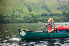 Canoeing Loch Lochy, Part Of The Caledonian Canal, Fort William, Scottish Highlands, Scotland, United Kingdom, Europe
