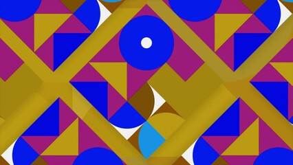 Poster - Geometric shapes in abstraction. Motion. An abstraction in which different shapes change size and color.