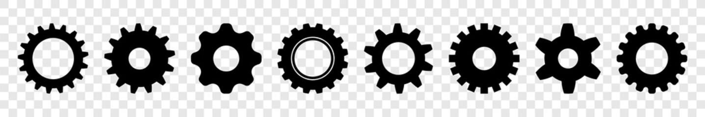 Set of different gear icon, on transparent background effect, vector illustration