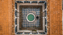 Aerial View Of The Internal Courtyard Of Cartoixa D'escalades, A Gothic Monastery In Terragona, Spain.
