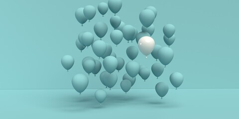 Wall Mural - One out unique floating balloon concept - 3D render