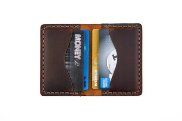 Wall Mural - Handmade Genuine Leather Credit Card Holder, white background