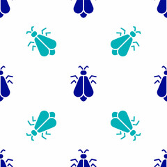 Canvas Print - Blue Mosquito icon isolated seamless pattern on white background. Vector