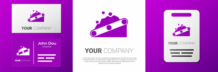 Poster - Logotype Conveyor belt carrying coal icon isolated on white background. Logo design template element. Vector