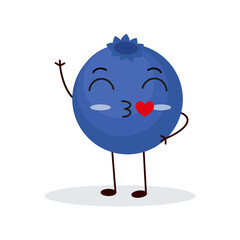 Canvas Print - Cute happy blueberry character. Funny fruit emoticon in flat style.